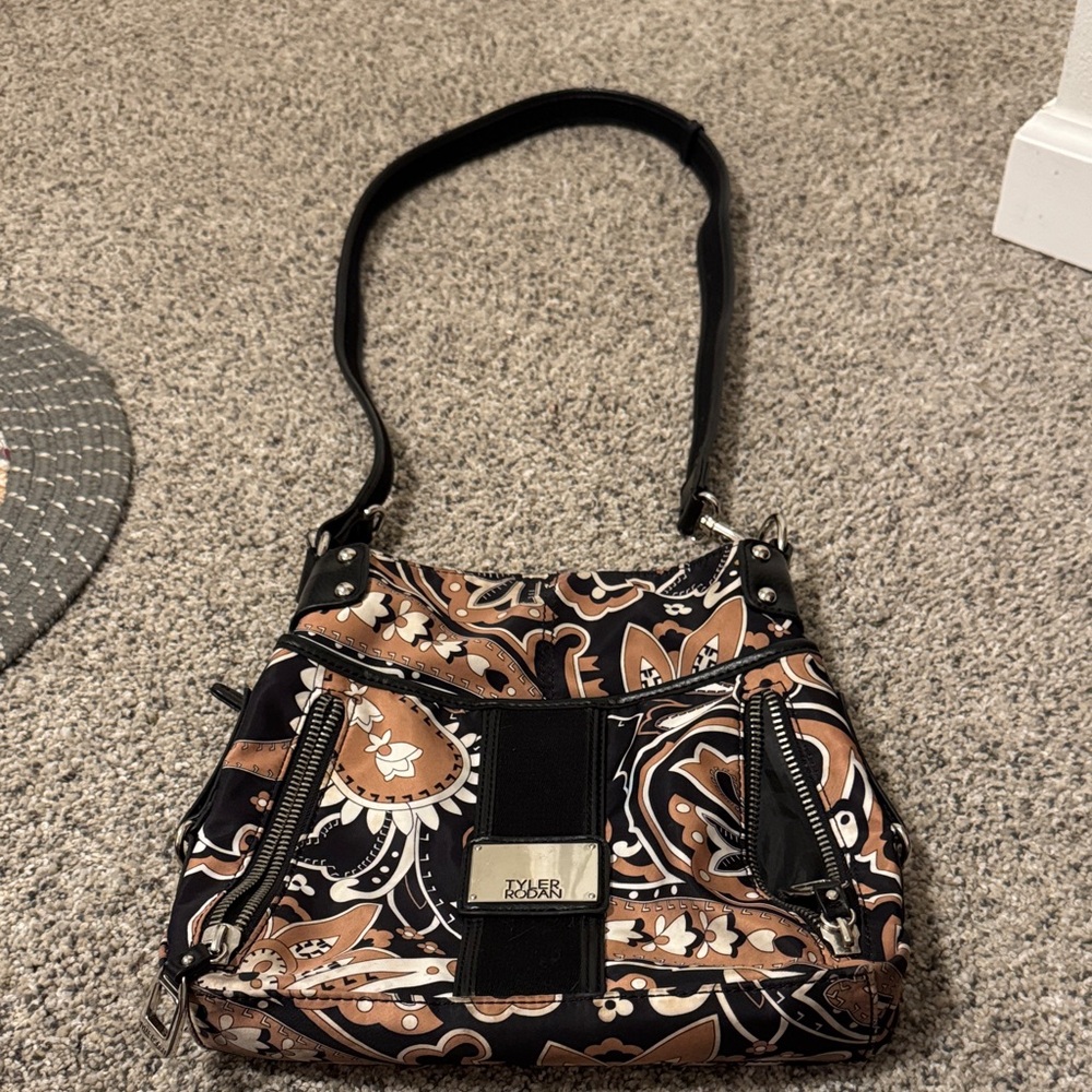 Tyler Rodan Black and Brown Paisley Crossbody
